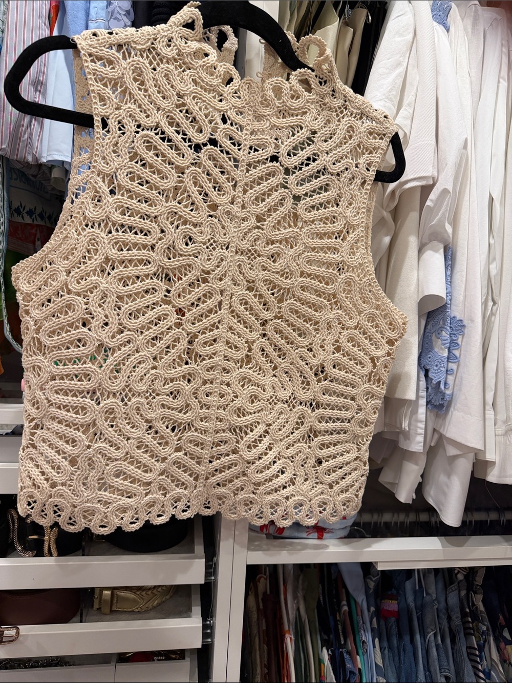 H&M Beige Crochet Sleeveless Knit Top